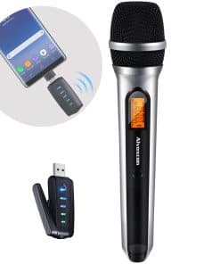 Micrófono USB Inalámbrico Alvoxcon, micrófono dinámico UHF