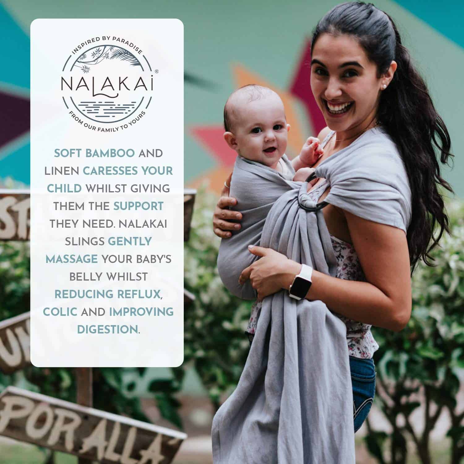 Fular portabebés Nalakai. Ecológico, suave fular de bambú y - Imagen 8
