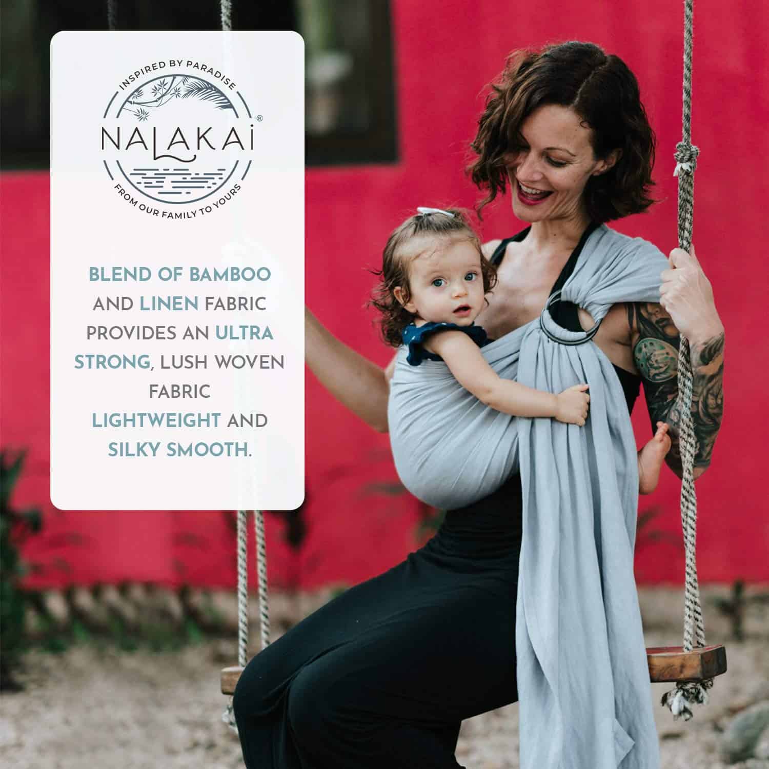 Fular portabebés Nalakai. Ecológico, suave fular de bambú y - Imagen 3