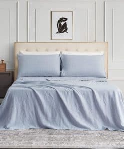 Juego de Sábanas de Lino Puro DAPU, 100% -Cielo de Verano