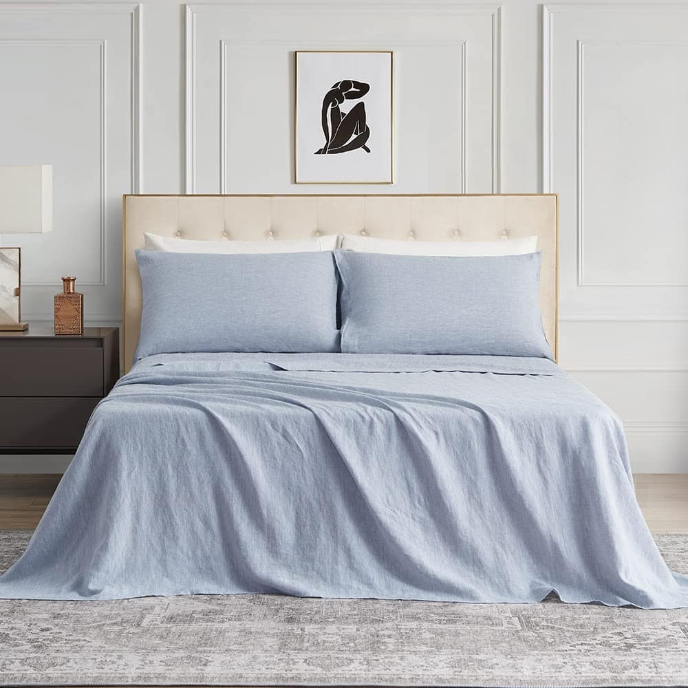 Juego de Sábanas de Lino Puro DAPU, 100% -Cielo de Verano