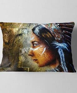 Funda de cojín lumbar con estampado de 'Mujer india con