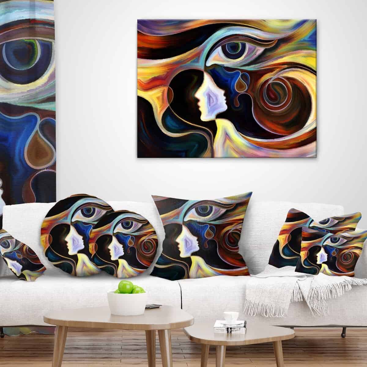 Funda de cojín de tiro abstracta 'Intuición Colorida' - Imagen 4