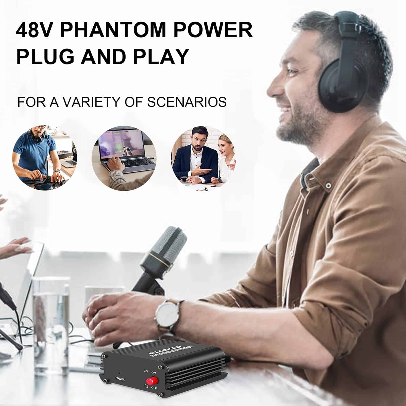Fuente de Alimentación Phantom de 48V de 1 Canal Aokeo con - Imagen 7