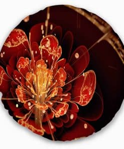 Almohada Decorativa de Flor con Pétalos Rojos y Dorados