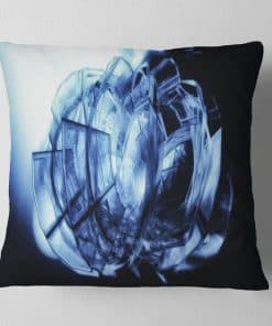 Almohada decorativa de patrón de vidrio azul fractal 3D