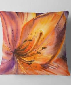 Fundas de Cojín Decorativo 'Flor de Lirio Naranja' para