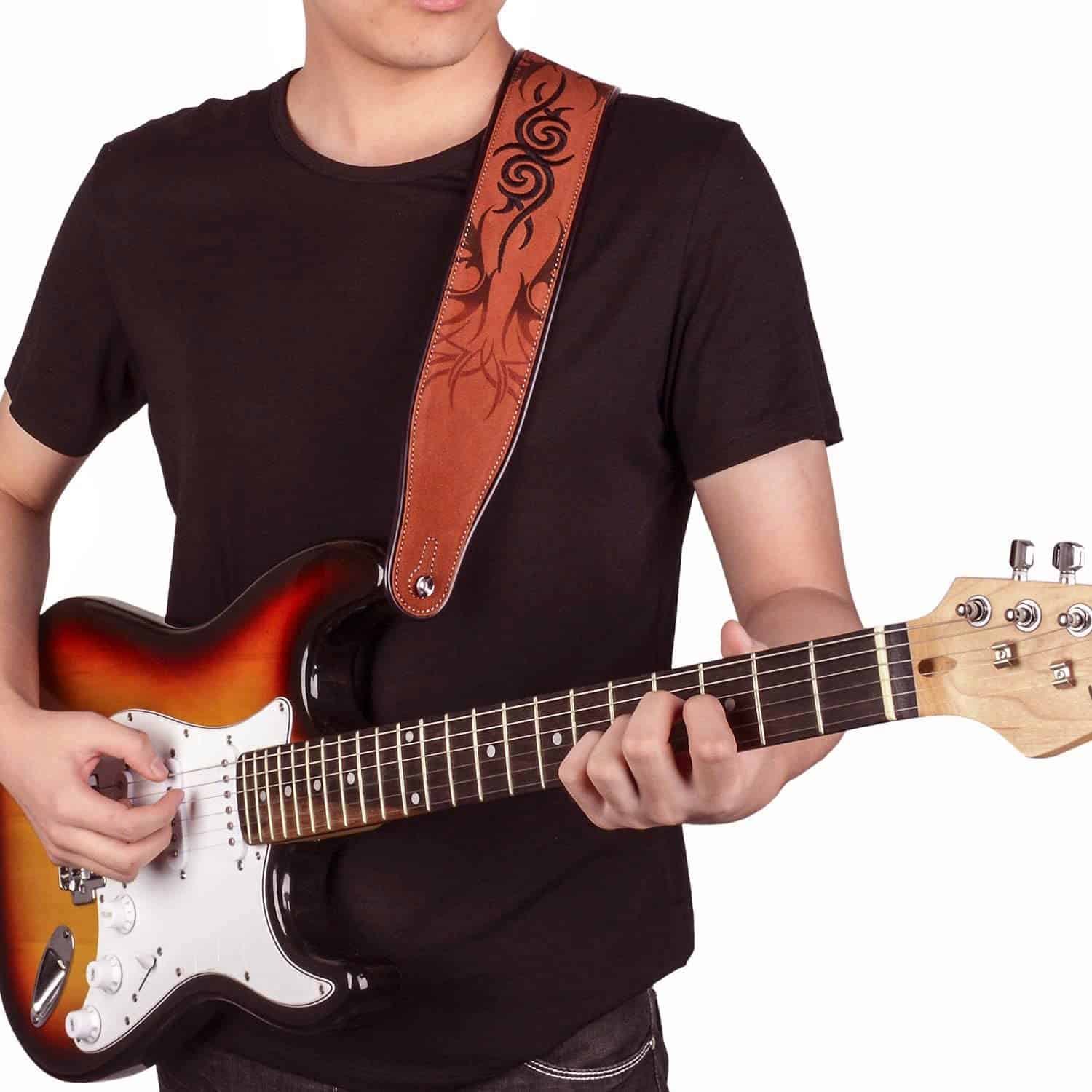 Correa de cuero para guitarra Dulphee, ancho de 2.8 - Imagen 8