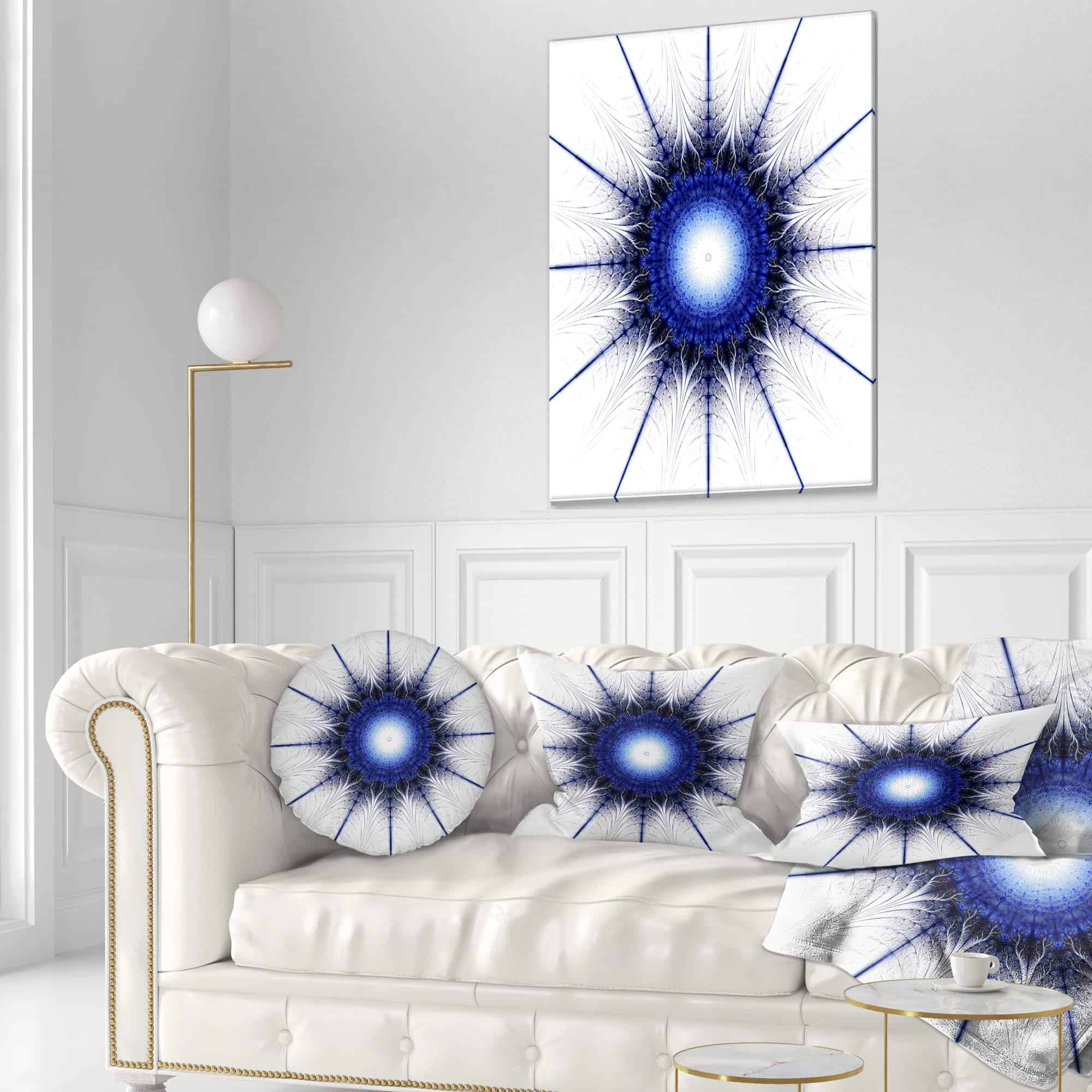 Almohada de Lanzar Moderna de Flores Digitales Azules - Imagen 3