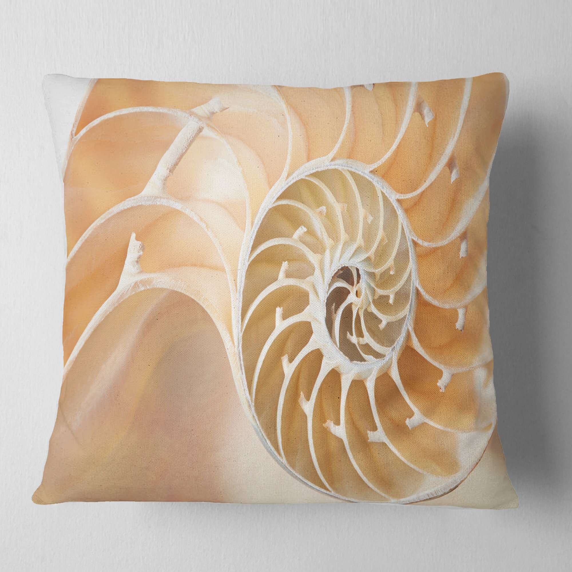 Diseño Arte Patrón de Concha Nautilus Marrón' Cojín