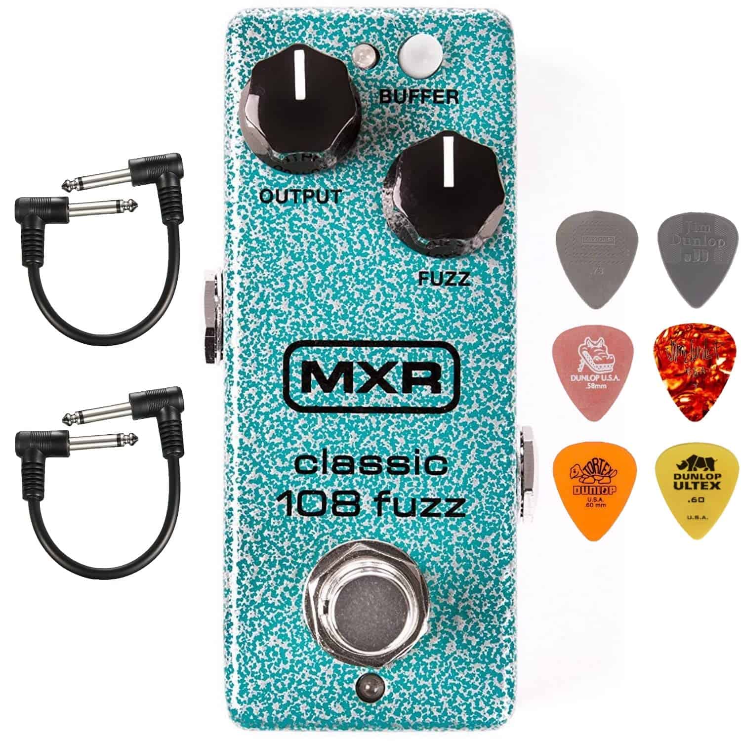 Pedal de Efecto MXR M296 Classic 108 Fuzz Mini con 2 Cables