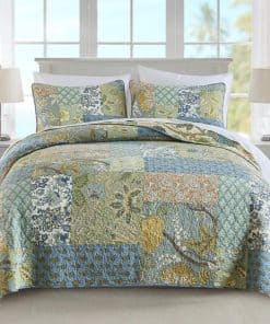 Juego de Colcha NEWLAKE tamaño King, 100% algodón verde