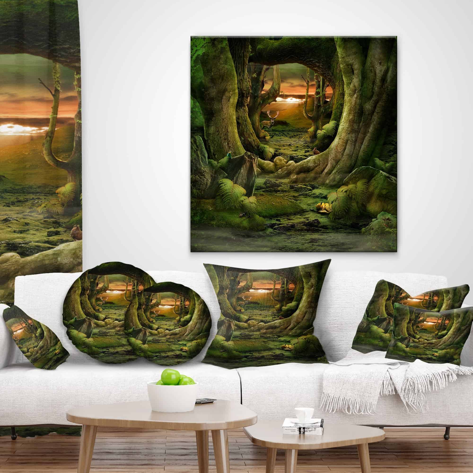 Designart Green Paradise Tunnel' Modern Landscape Throw - Imagen 4