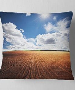 Almohada de decoración de campo expansivo bajo nubes