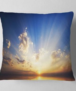 Cojín de Atardecer en el Océano Cielo Azul Panorámico para