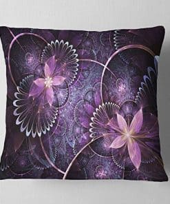 Almohada Decorativa Diseño Arte Fractal Lila Digital, 16" x