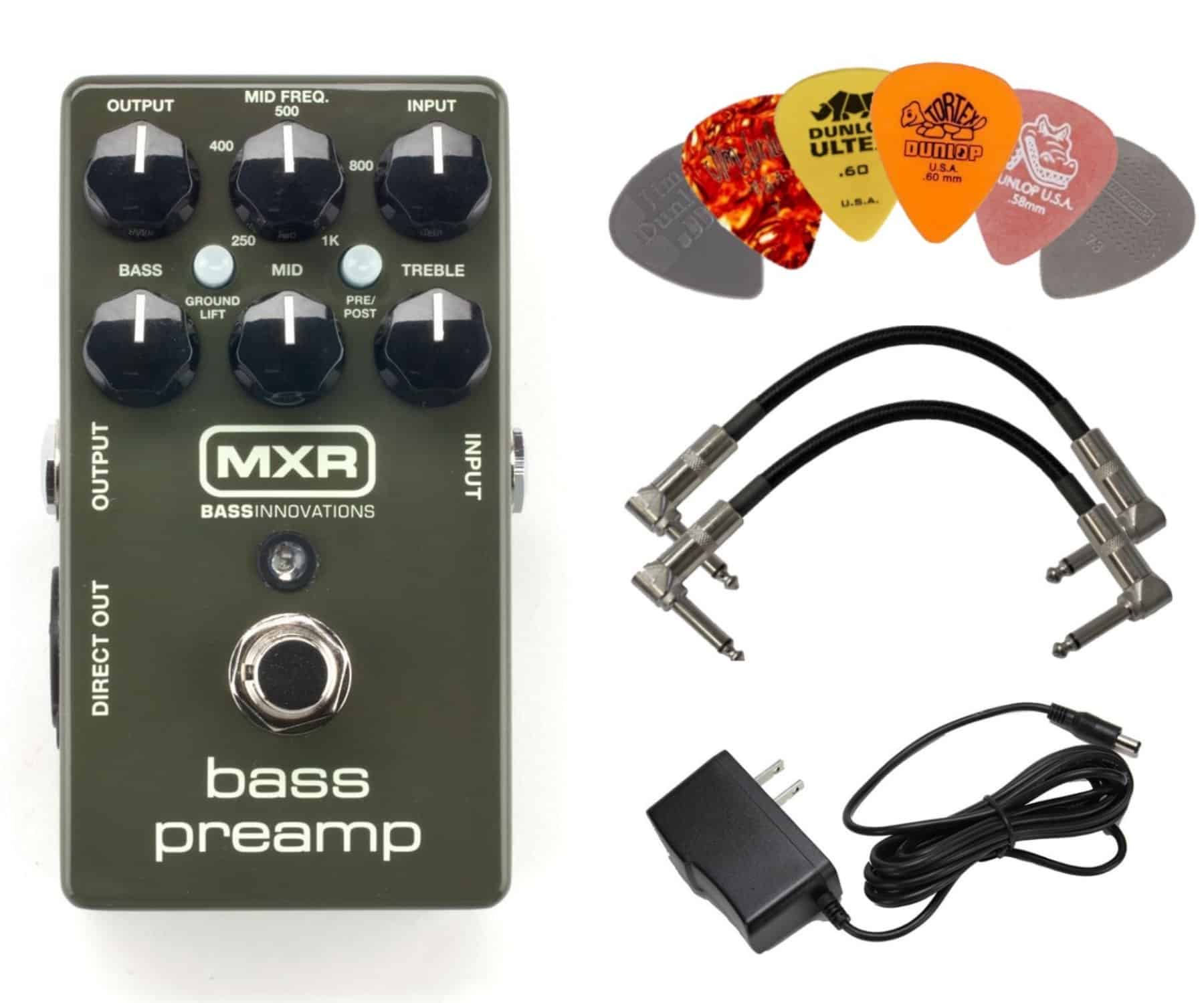 MXR M81 Pedal de previo de bajo con paquete de fuente de