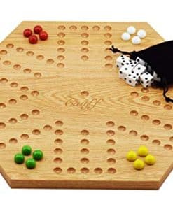 Tablero de Juego de Canicas de Roble Macizo de Doble Cara