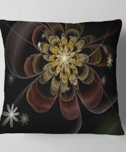 Almohada decorativa Designart Flor fractal marrón con