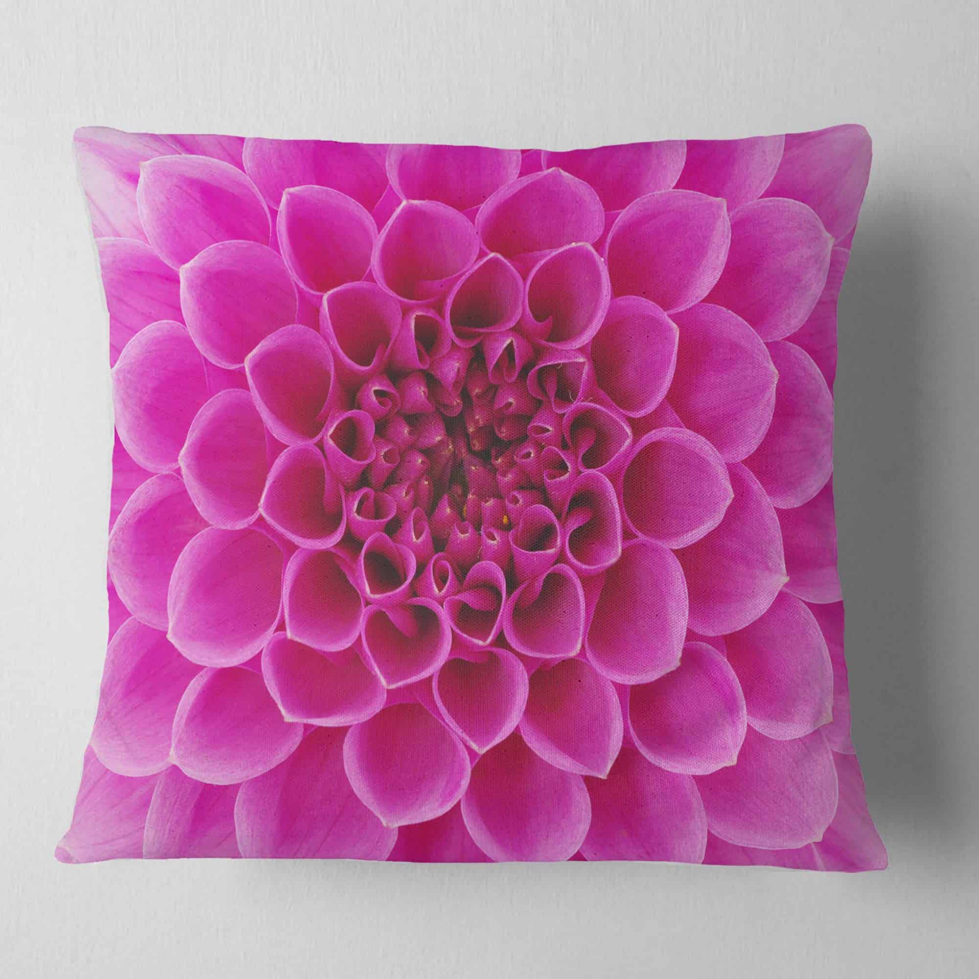 Almohada grande de flor rosa y pétalos para sala de estar,