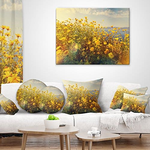 Diseño Art Wild Flores Amarillas Pradera Throw Sala de - Imagen 4