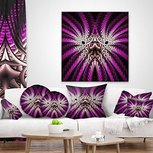 Funda de Almohada Abstracta 'Flor Fractal Púrpura Blanca' - Imagen 4