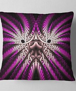 Funda de Almohada Abstracta 'Flor Fractal Púrpura Blanca'