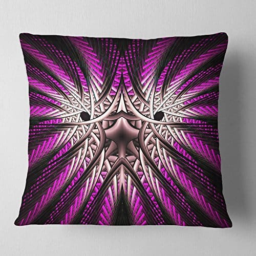 Funda de Almohada Abstracta 'Flor Fractal Púrpura Blanca'