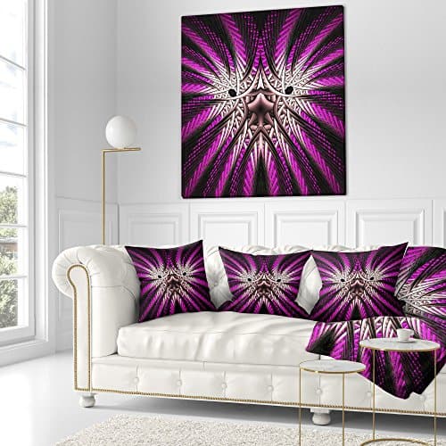 Funda de Almohada Abstracta 'Flor Fractal Púrpura Blanca' - Imagen 3