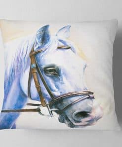 Almohada Decorativa 'Caballo Azul con Brida' Abstracta para