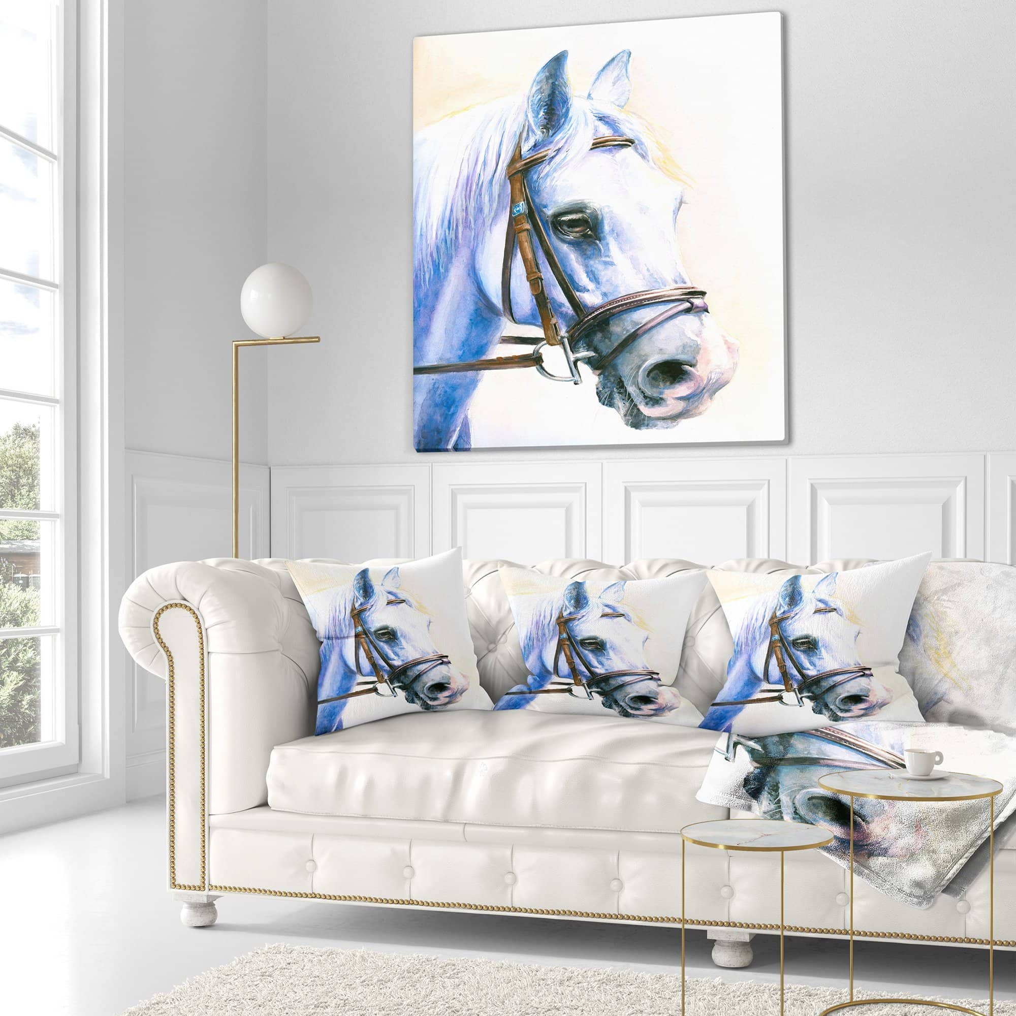 Almohada Decorativa 'Caballo Azul con Brida' Abstracta para - Imagen 3