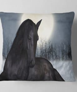 Almohada de caballo negro en la luz de la luna' Decoración