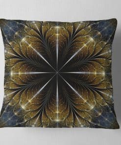 Almohada Decorativa 'Flor Fractal Dorada' Abstracta para