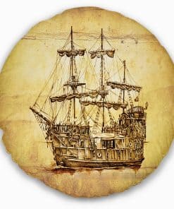 Decorativo Almohada Marrón Barco Antiguo en Movimiento en