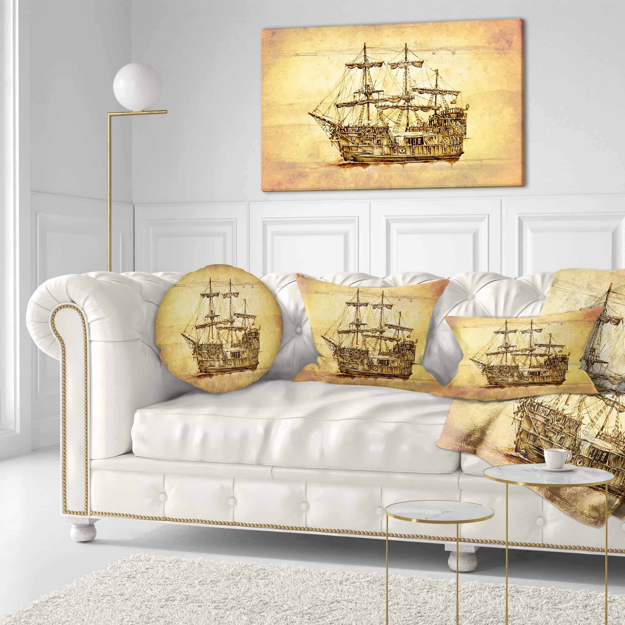 Decorativo Almohada Marrón Barco Antiguo en Movimiento en - Imagen 3