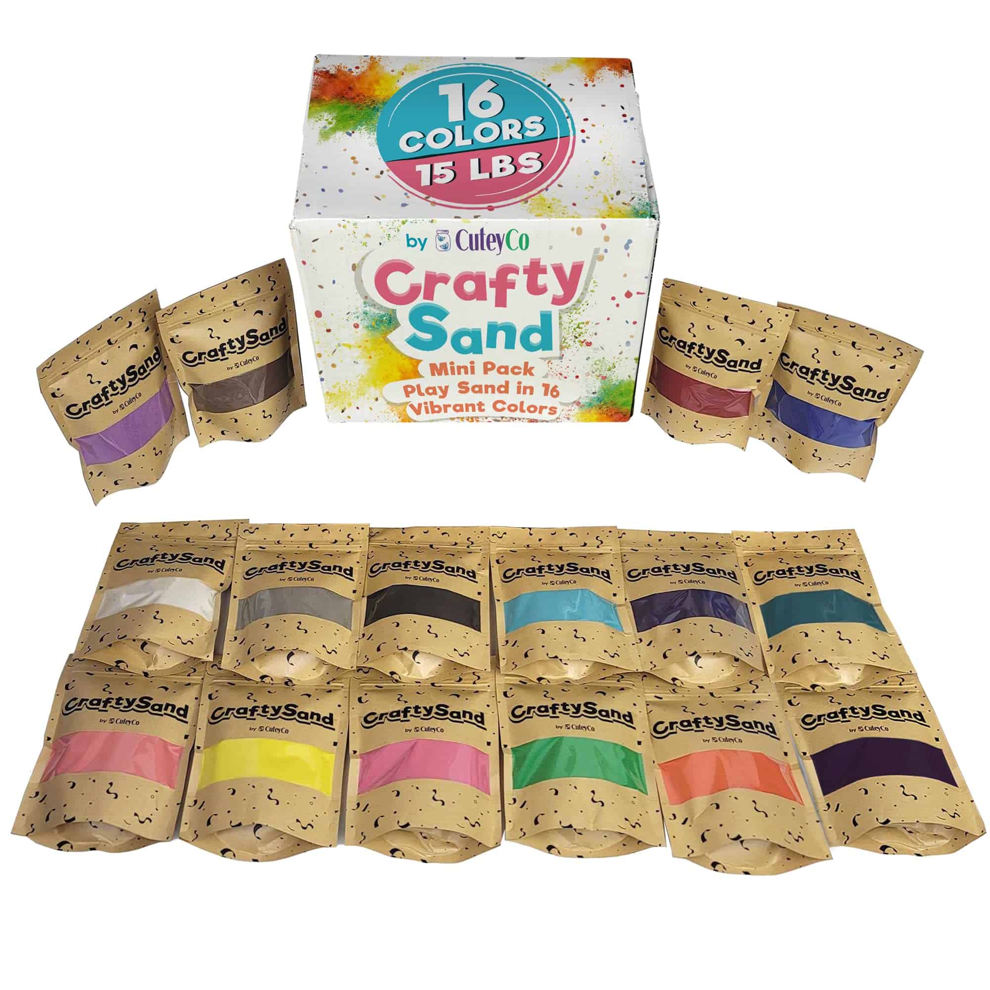 CuteyCo CraftySand Bolsa Grande: 16 libras y 16 colores