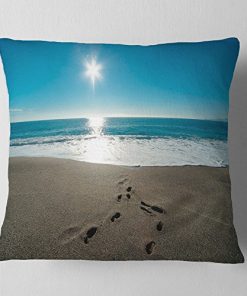 Diseño Arte Mar Azul y Huellas en la Arena - Cojín