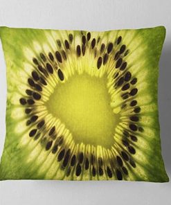 Almohadas decorativas con semillas verdes de kiwi y patrón
