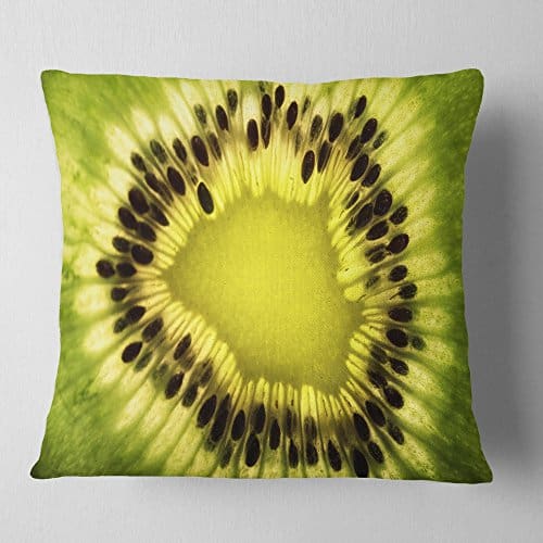 Almohadas decorativas con semillas verdes de kiwi y patrón