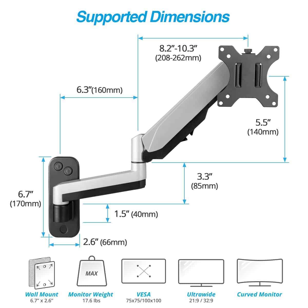 AVLT Soporte de Pared para Monitor Único Extendido de - Imagen 3