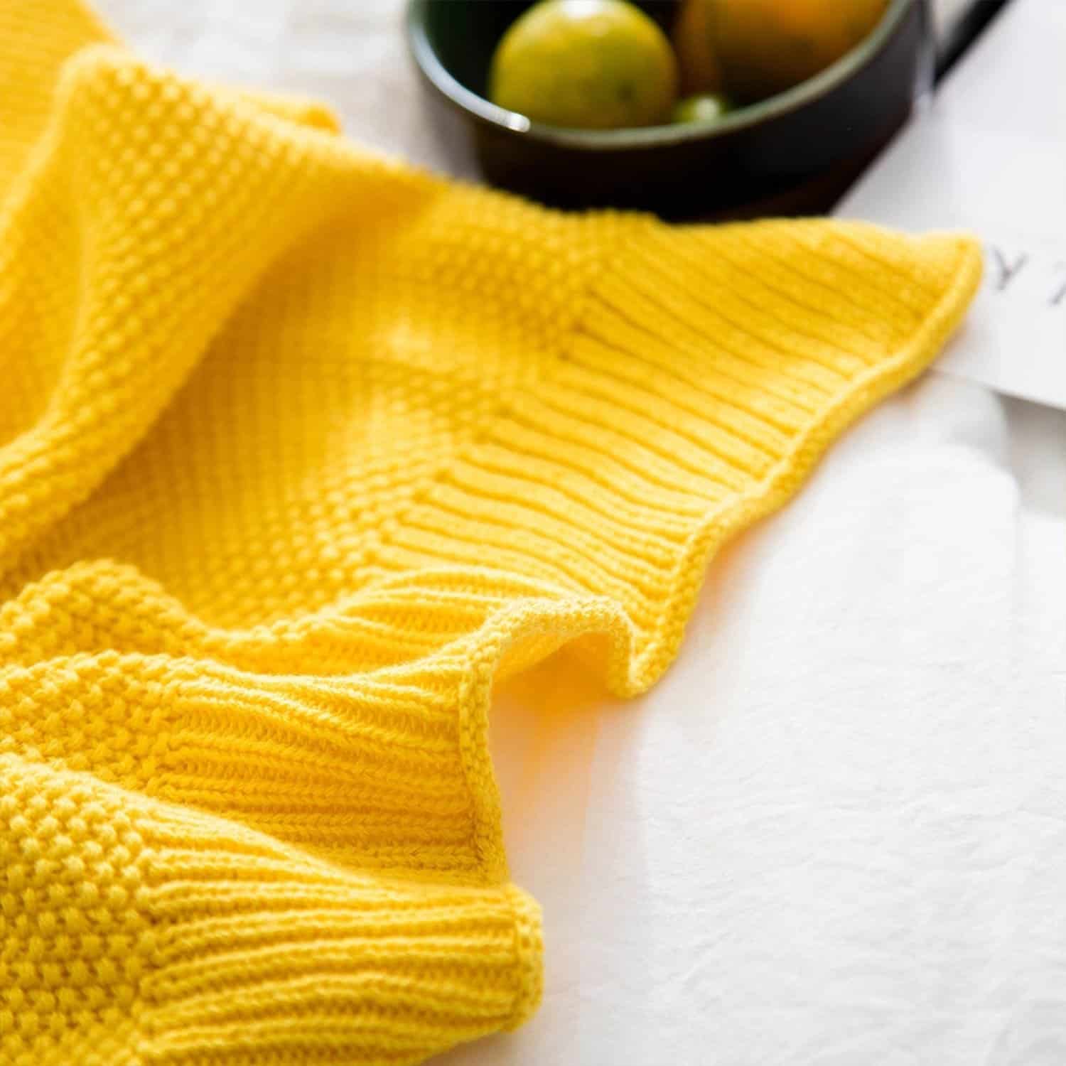 Manta de Lana Adory Sweety Moss Stitch Solid Suave para - Imagen 4