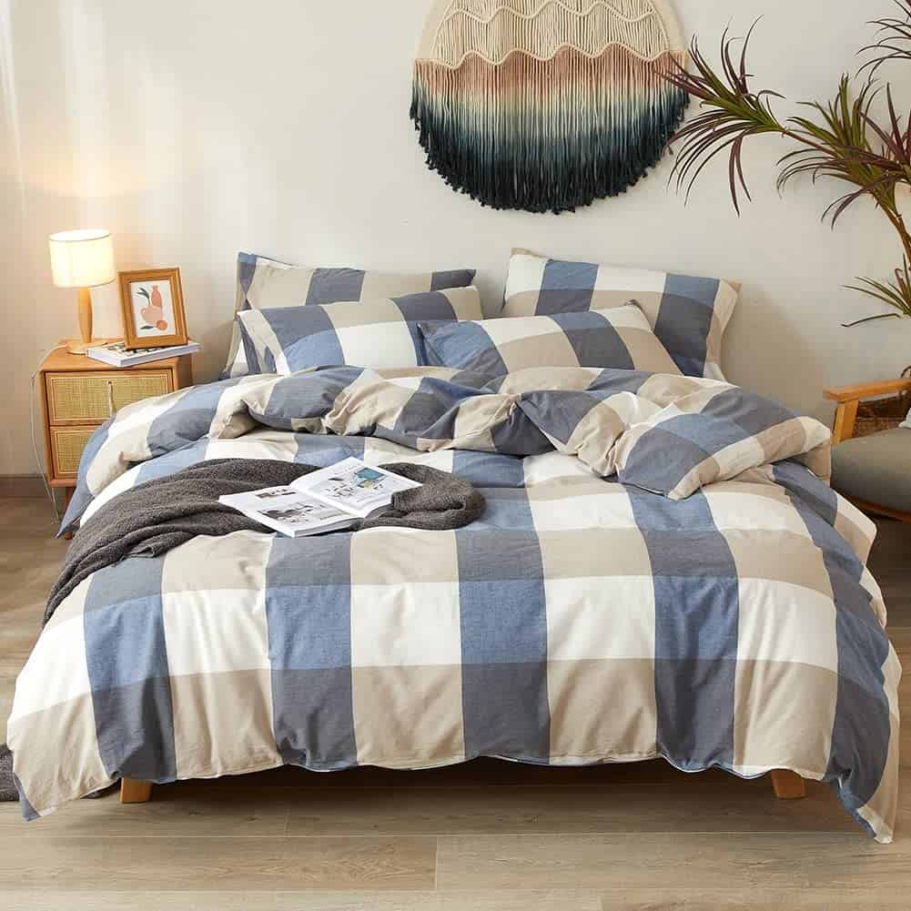 DONEUS 100% Funda de Edredón de Algodón Lavado Tamaño King