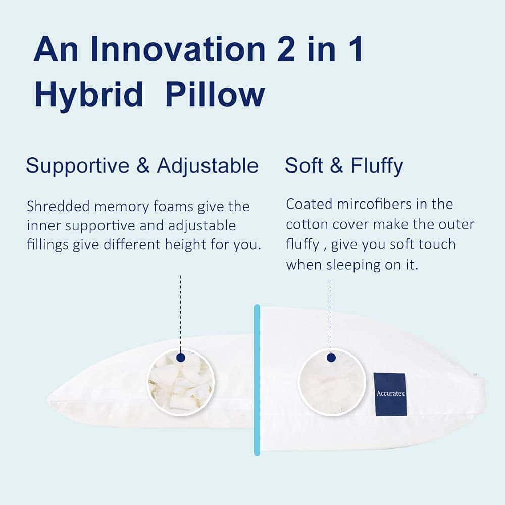 Juego de 2 almohadas estándar ACCURATEX, almohada híbrida - Imagen 3