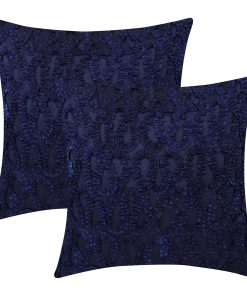 Funda de cojín euro azul marino The White Petals (trabajo