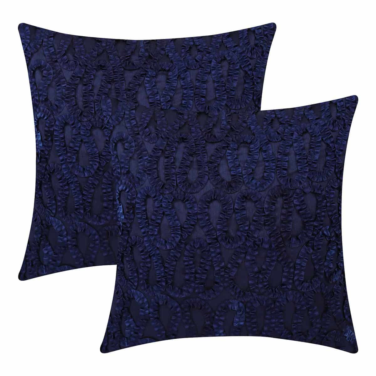 Funda de cojín euro azul marino The White Petals (trabajo