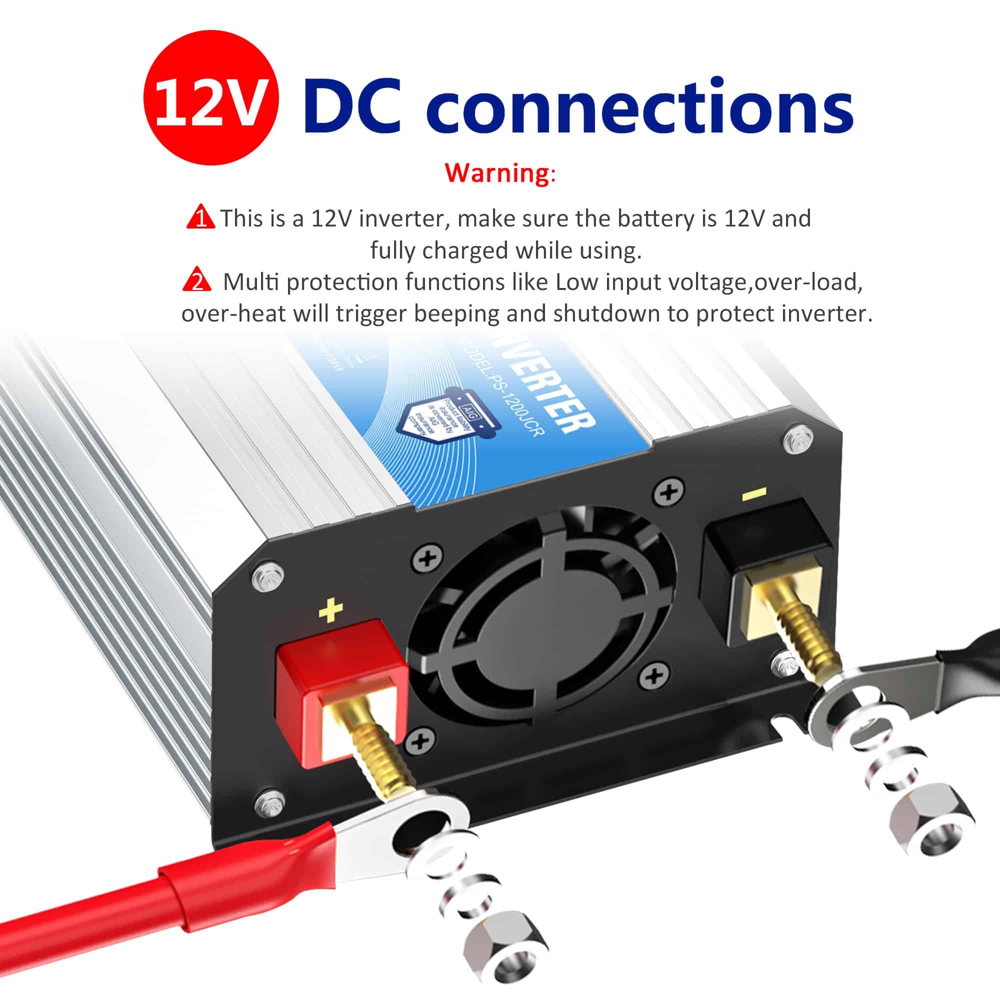Inversor de Corriente Onda Sinusoidal Pura 1200 Vatios 12V - Imagen 5