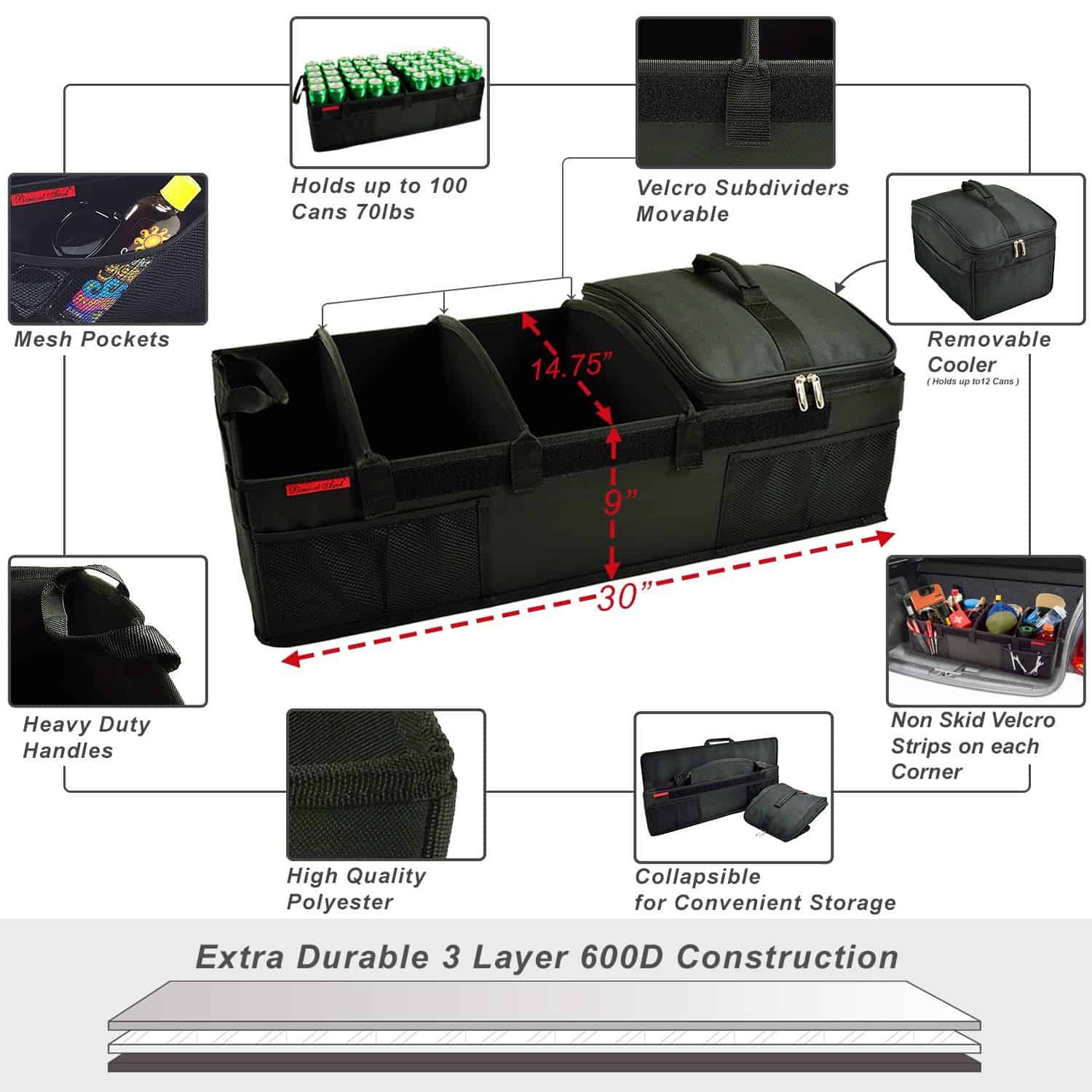 Organizador de maletero extra resistente de Picnic at Ascot - Imagen 4