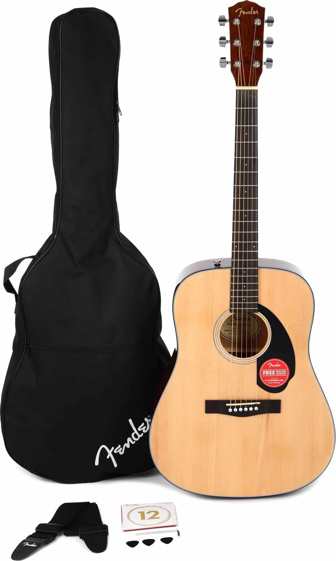 Paquete de Guitarra Acústica Fender CD-60S Dreadnought V2,