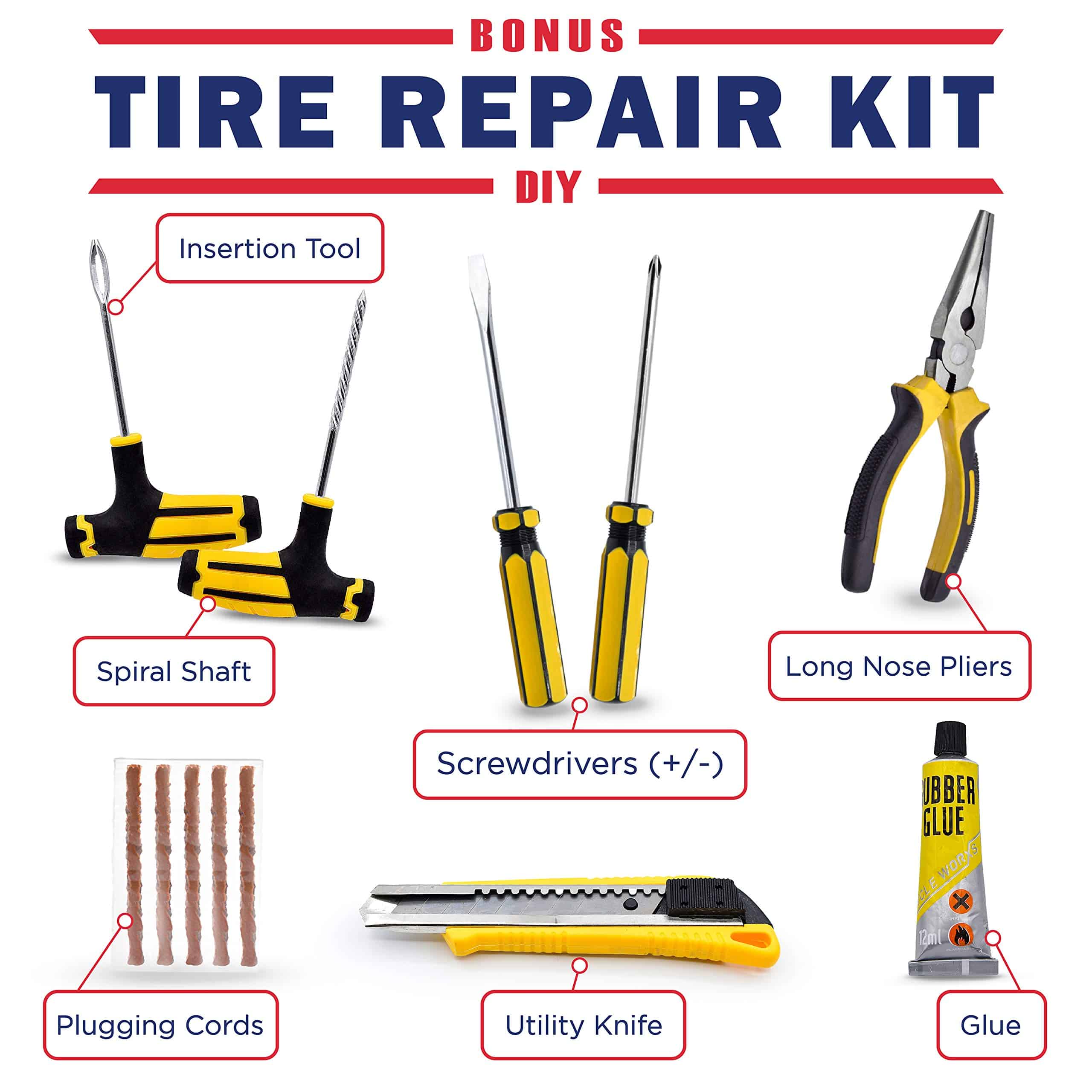Inflador de neumáticos Compresor de aire portátil con kit - Imagen 7