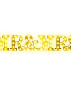 Letras grandes de MR & MRS con luces LED para mesa de boda,